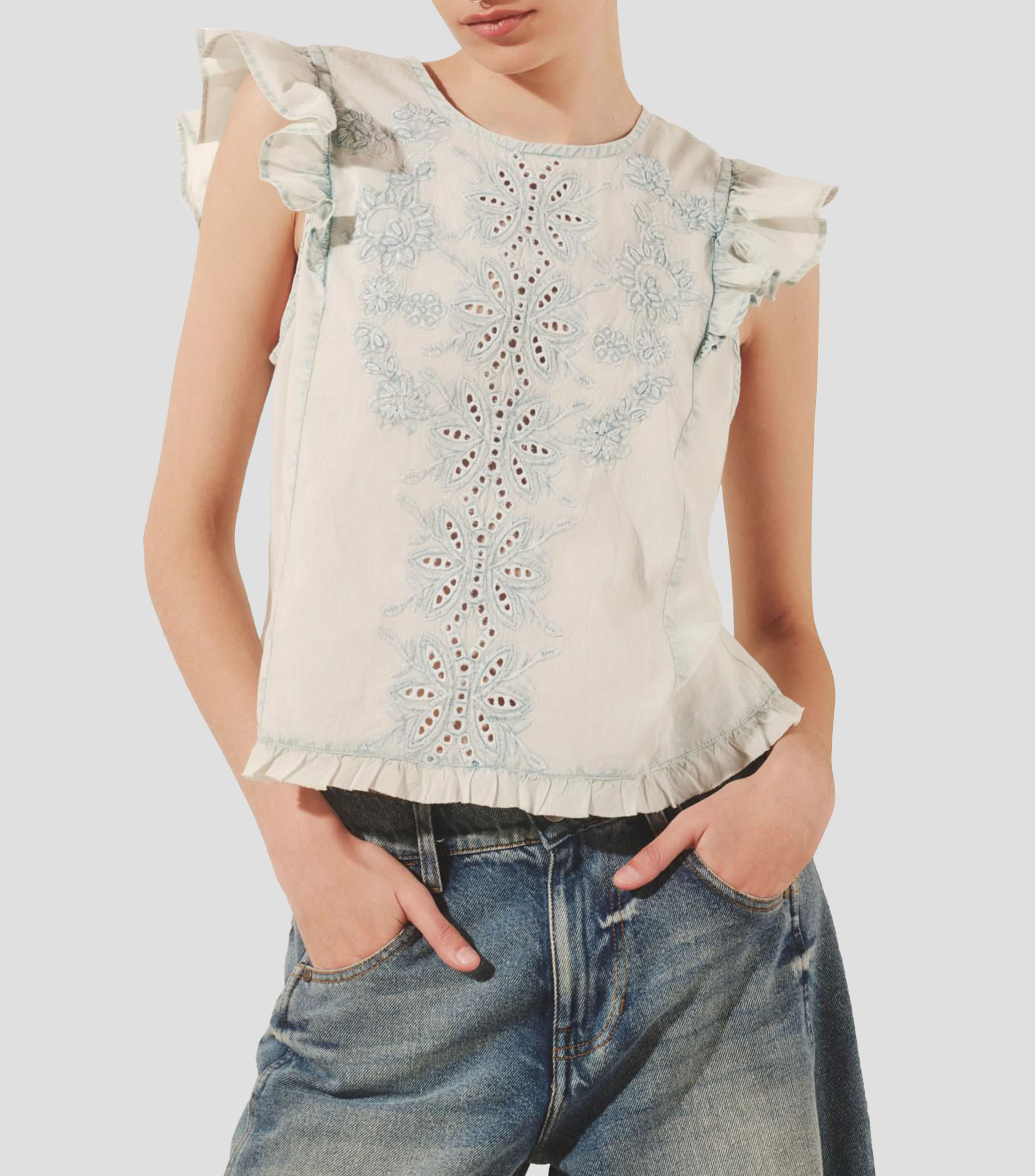 Blusa lisa sin mangas Mujer